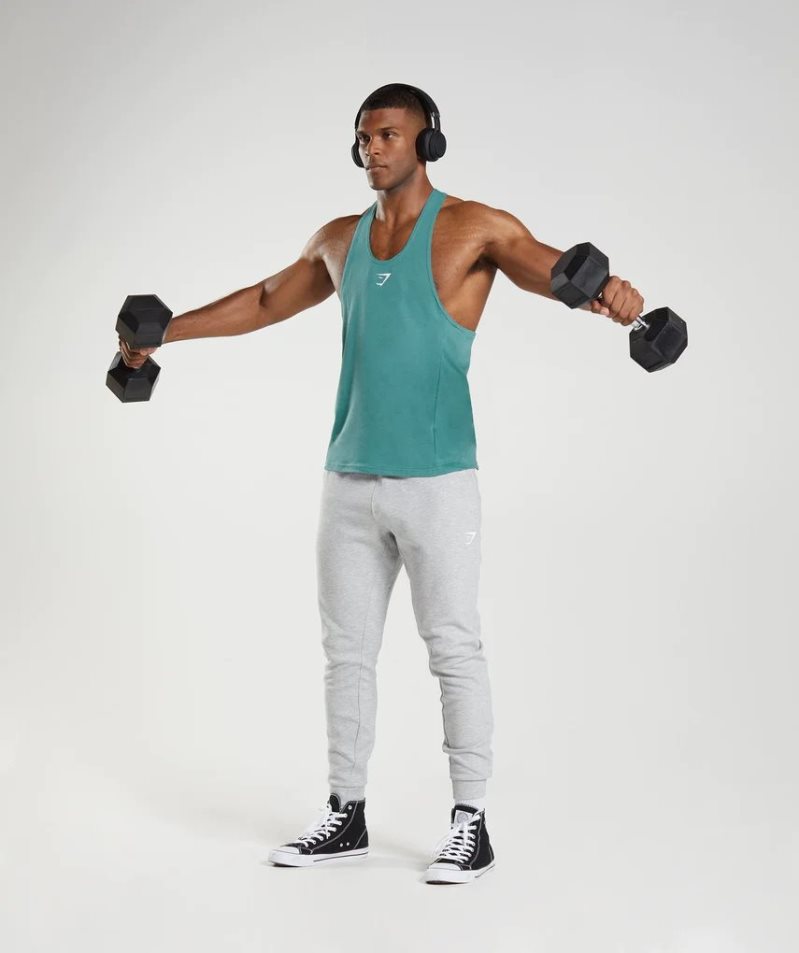 Men's Gymshark React Stringer Tanks Turquoise | CA D816A5